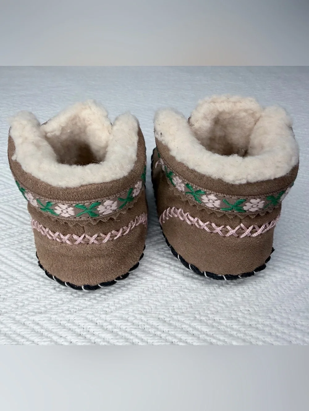 Pediped NEW Originals ROSA Gingersnap Crib Shoe Baby Tan Faux Fur Bootie 6-12mo